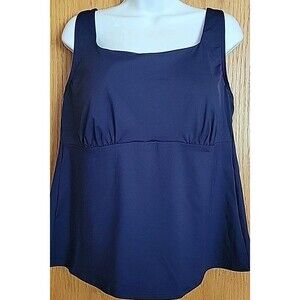 Swim Top Navy 16W Square Neck Underwire Solid Women's Lands' End 1X S83